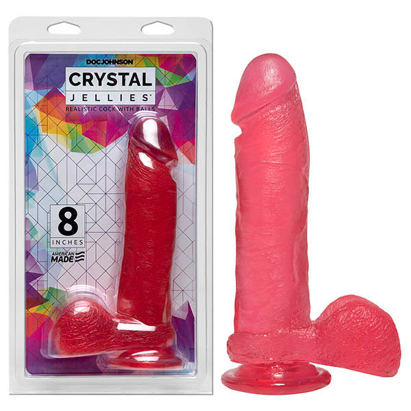 Crystal Jellies 8'' Realistic Cock with Balls - Pink 20.3 cm Dong