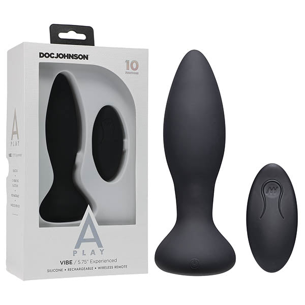 A-Play - Vibe - Experienced - Rechargeable Silicone Anal Plug - Black USB Rechargeable Butt Plug with Remote