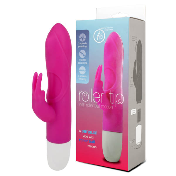 Roller Tip - Pink 14 cm (5.5'') Rabbit Vibrator with Flicker Tip