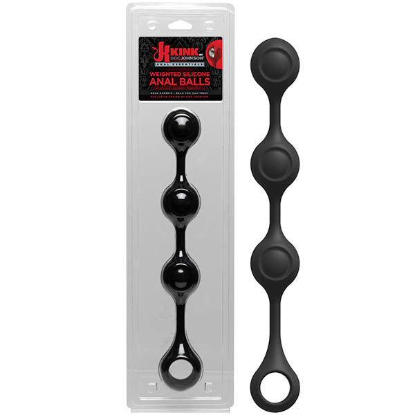 KINK Anal Essentials Weighted Silicone Anal Balls - Black 34 cm (13.5'') Anal Balls