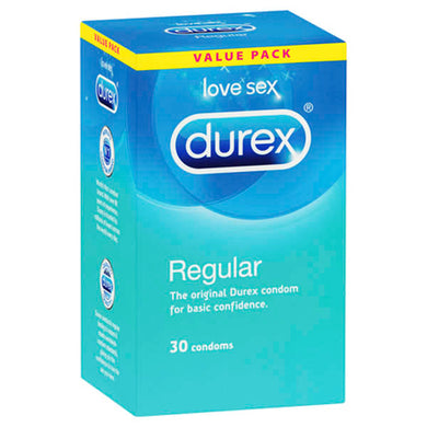 Durex Regular Condoms - Regular Lubed Condoms - 30 Pack