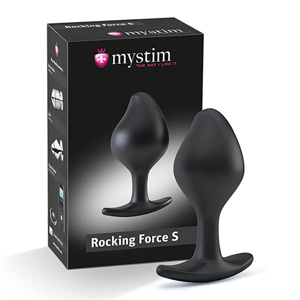 Mystim Rocking Force - Black Small Butt Plug with E-Stim
