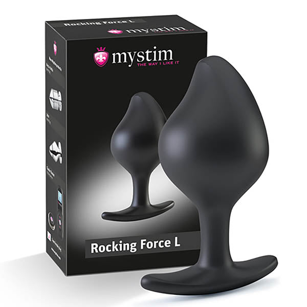 Mystim Rocking Force - Black Large Butt Plug with E-Stim