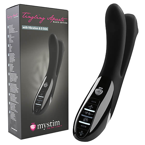 Mystim Tingling Aparte - All Black 25 cm USB Rechargeable E-Stim Vibrator