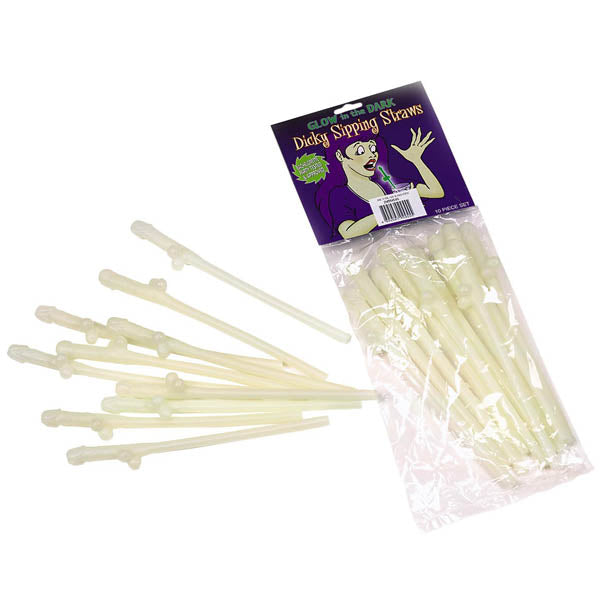 Dicky Sipping Straws - Glow-in-the-Dark Straws - Set of 10