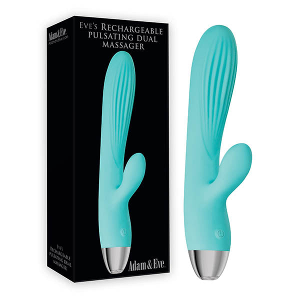 Adam & Eve Eve's Rechargeable Pulsating Dual Massager - Teal 20.3 cm (8'') USB Rechargeable Rabbit Vibrator Product View