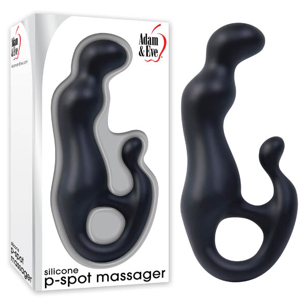 Adam & Eve Silicone P-Spot Massager - Black 17.8 cm (7'') Prostate Massager