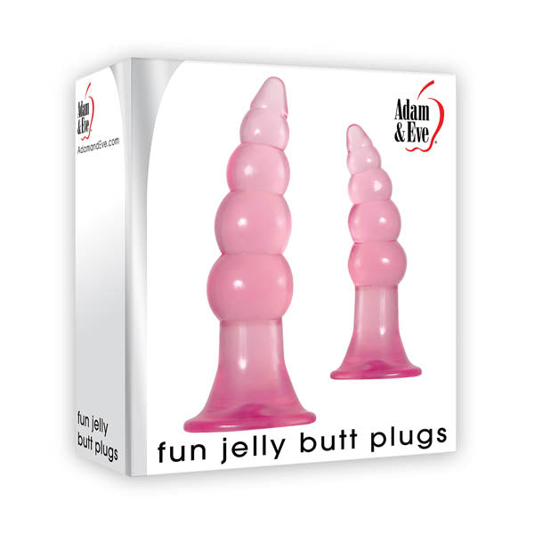 Adam & Eve Fun Jelly Butt Plugs - Pink Butt Plugs - Set of 2