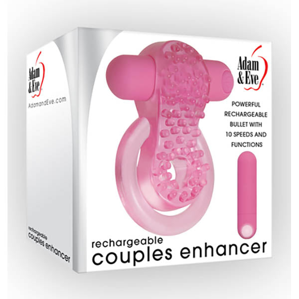 Adam & Eve Rechargeable Couples Enhancer - Pink USB Rechargeable Cock & Balls Ring