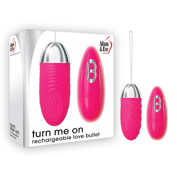 Adam & Eve Turn Me On Rechargeable Love Bullet - Pink 8.9 cm (3.5'') USB Rechargeable Bullet with Remote