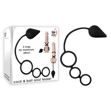 Black Anal Plug with Cock & Ball Rings Product View