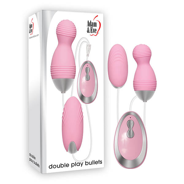 Adam & Eve Double Play Bullets - Pink Vibrating Bullets - Set of 2 with Remote