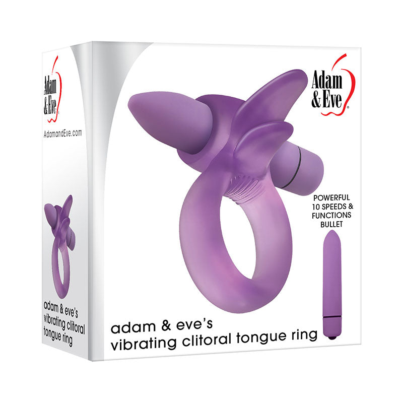 Adam & Eve Vibrating Clitoral Tongue Ring - Purple Vibrating Cock Ring