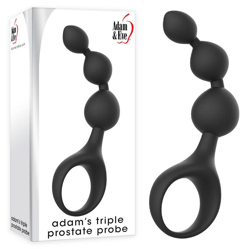Adam & Eve Triple Prostate Probe - Black 14 cm Anal Beads