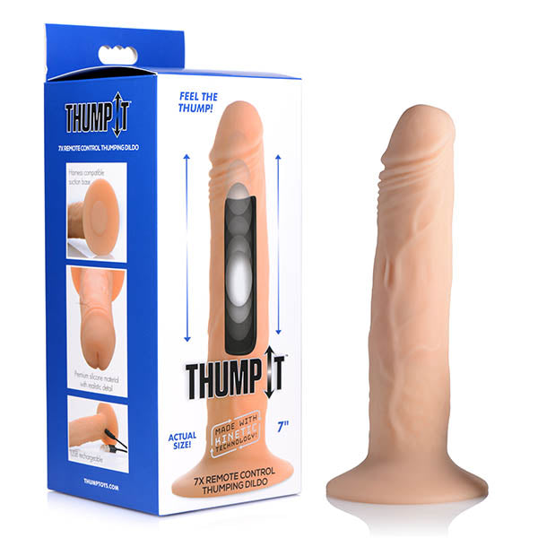 Thump It 7X Remote Control Thumping Dildo - Flesh Small 18.4 cm USB Rechargeable Thumping Dong