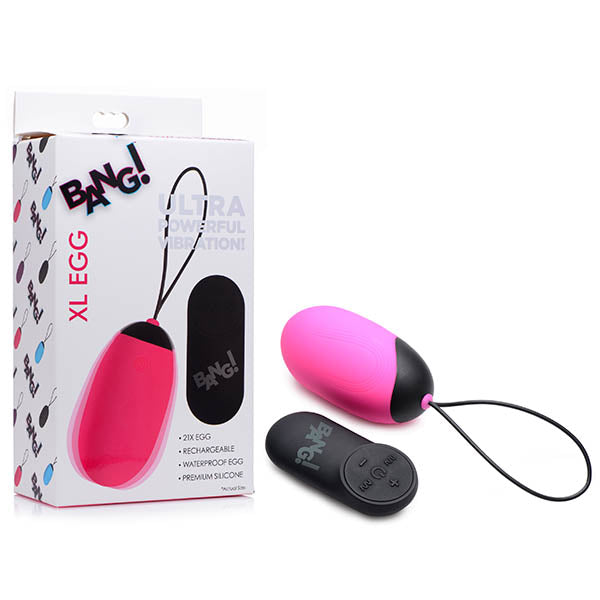 Bang! XL Silicone Vibrating Egg - Pink XL USB Rechargeable Egg with Wireless Remote