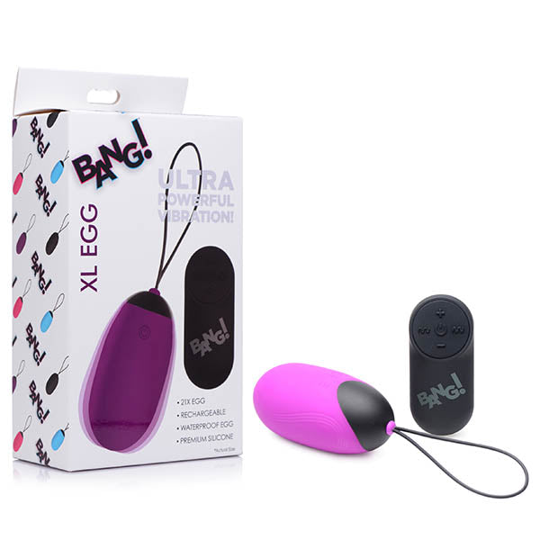 Bang! XL Silicone Vibrating Egg - Purple XL USB Rechargeable Egg with Wireless Remote