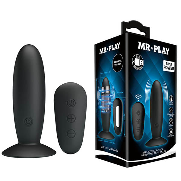 MR PLAY Remote Control Vibrating Anal Plug - Black USB Rechargeable Vibrating Butt Plug with Wireless Remote