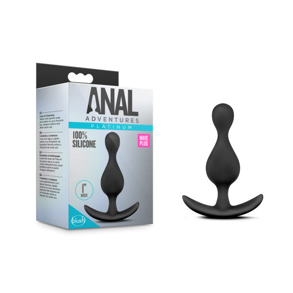Anal Adventures Platinum Wave Plug - Black 11.4 cm (4.5'') Silicone Butt Plug