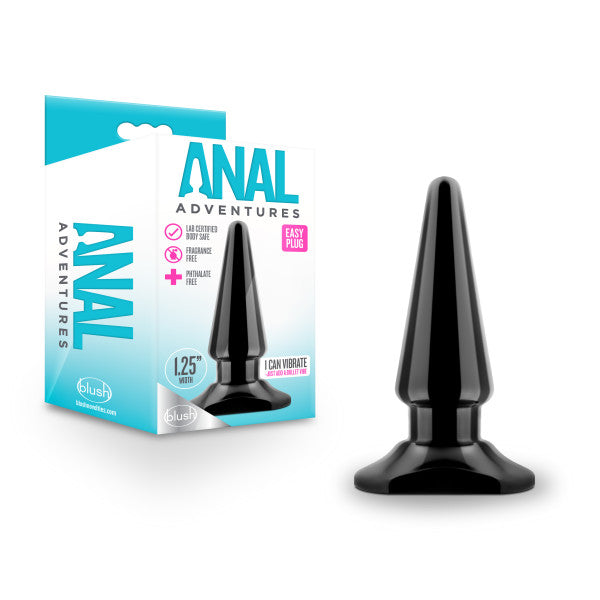 Anal Adventures Easy Plug - Black 10.1 cm (4'') Butt Plug