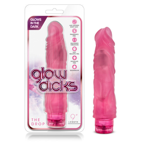 Glow Dicks - The Drop - Glow-in-Dark Pink 22.9 cm (9'') Vibrator