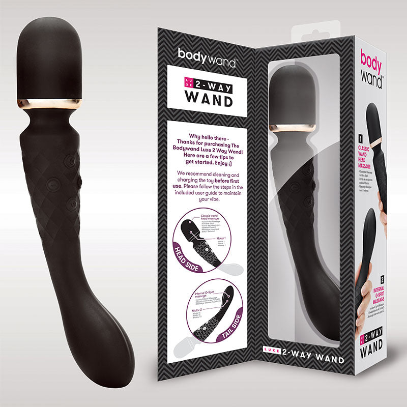 Bodywand Luxe 2-Way Wand   - Black USB Rechargeable Massage Wand