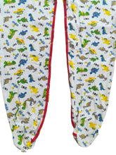 Load image into Gallery viewer, ABDL Rearz Dinosaur Adult Footed Jammies with a Red Trim Legs

