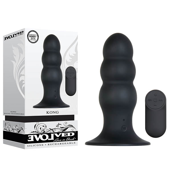 Evolved Kong - Black 13.8 cm Large USB Rechargeable Butt Plug with Wireless Remote