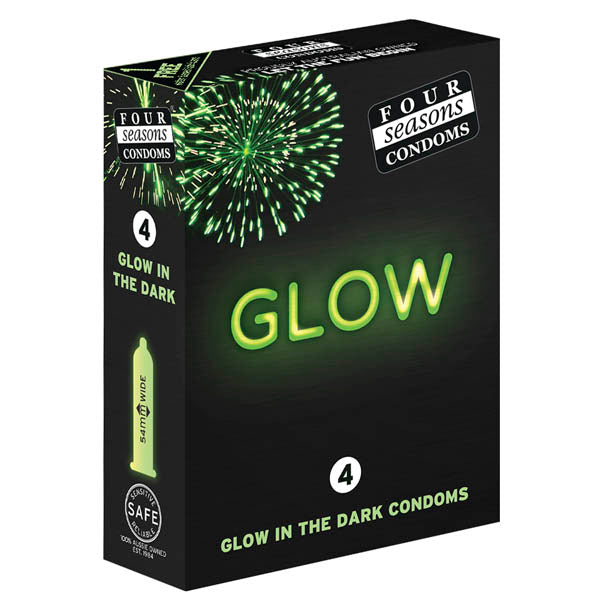 Glow In The Dark Lubricated Condoms - 4 Pack Box