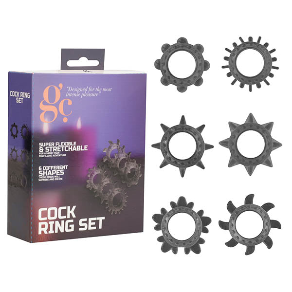GC. Cock Ring Set - Black Cock Rings - Set of 6
