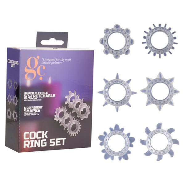 GC. Cock Ring Set - Clear Cock Rings - Set of 6