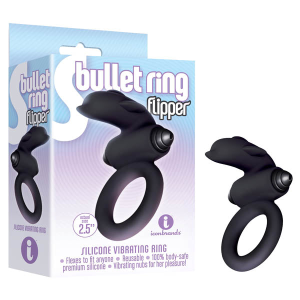 S-Bullet Ring - Flipper - Black Vibrating Cock Ring