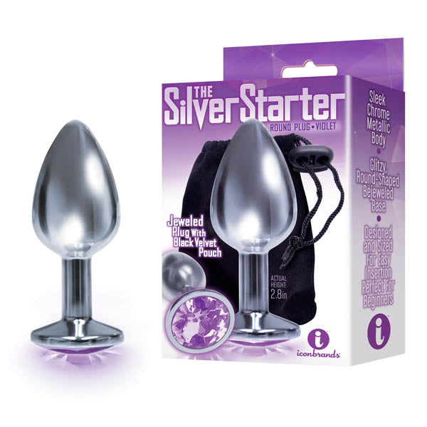 The Silver Starter - Silver 7.1 cm (2.8'') Butt Plug with Violet Round Jewel