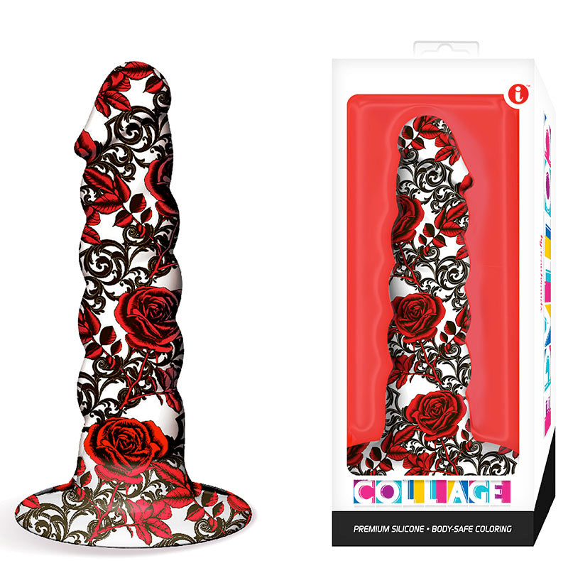 Collage Iron Rose, Twisted - White Patterned 17.8 cm Dildo