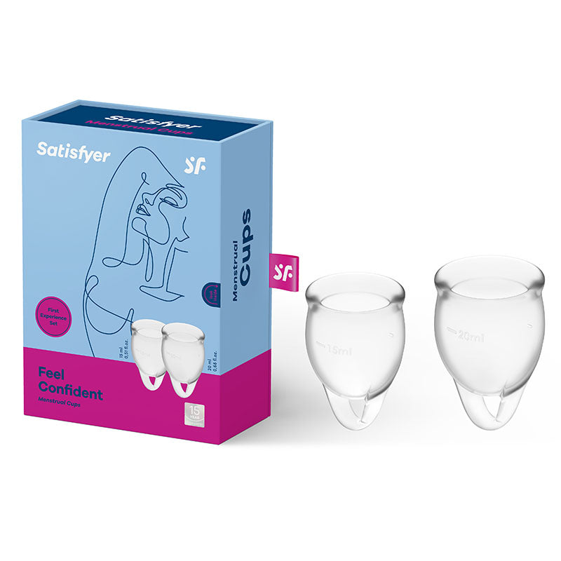 Satisfyer Feel Confident - Clear Silicone Menstrual Cups - Set of 2 Product View