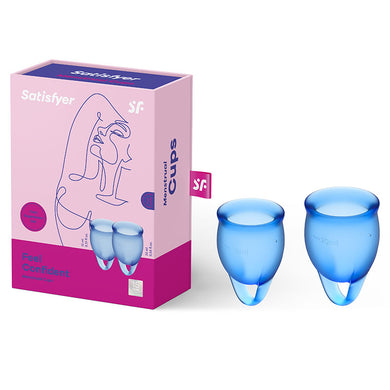 Satisfyer Feel Confident - Dark Blue Silicone Menstrual Cups - Set of 2 Product View