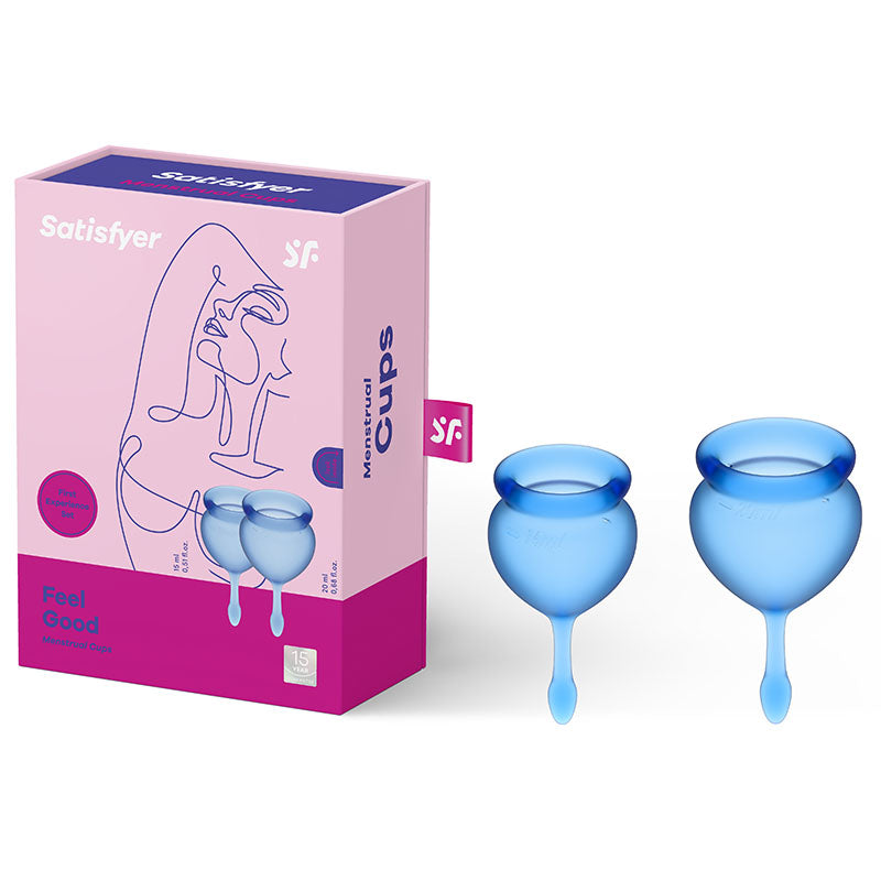 Satisfyer Feel Good - Dark Blue Silicone Menstrual Cups - Set of 2 Product View