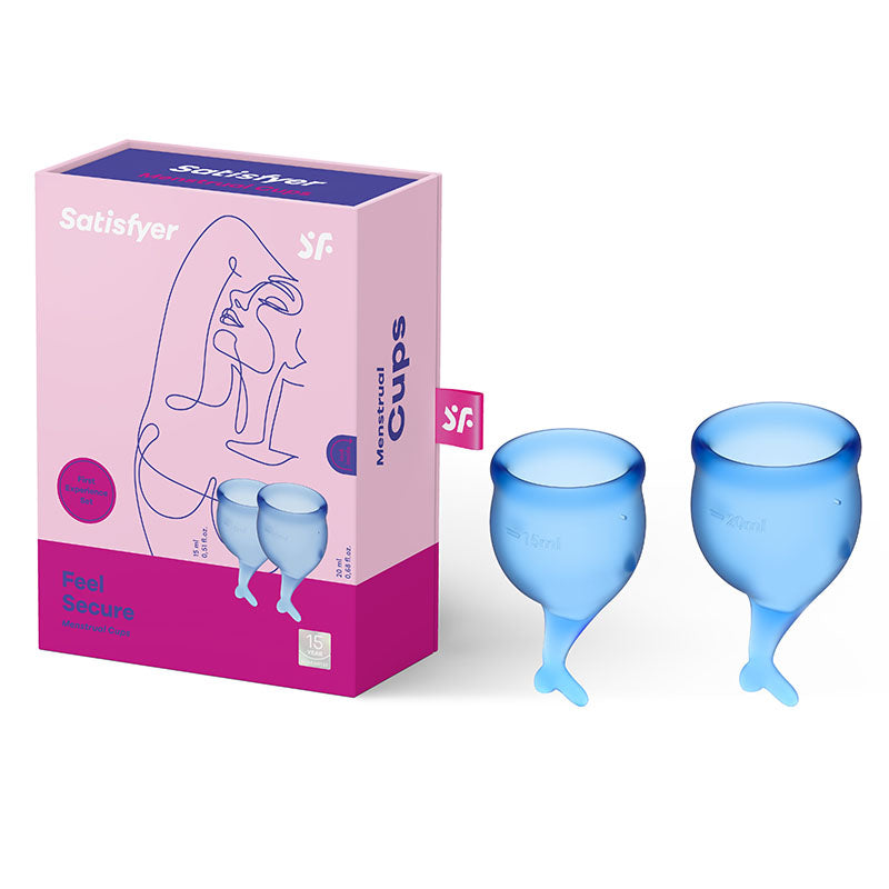 Satisfyer Feel Secure - Dark Blue Silicone Menstrual Cups - Set of 2 Product View