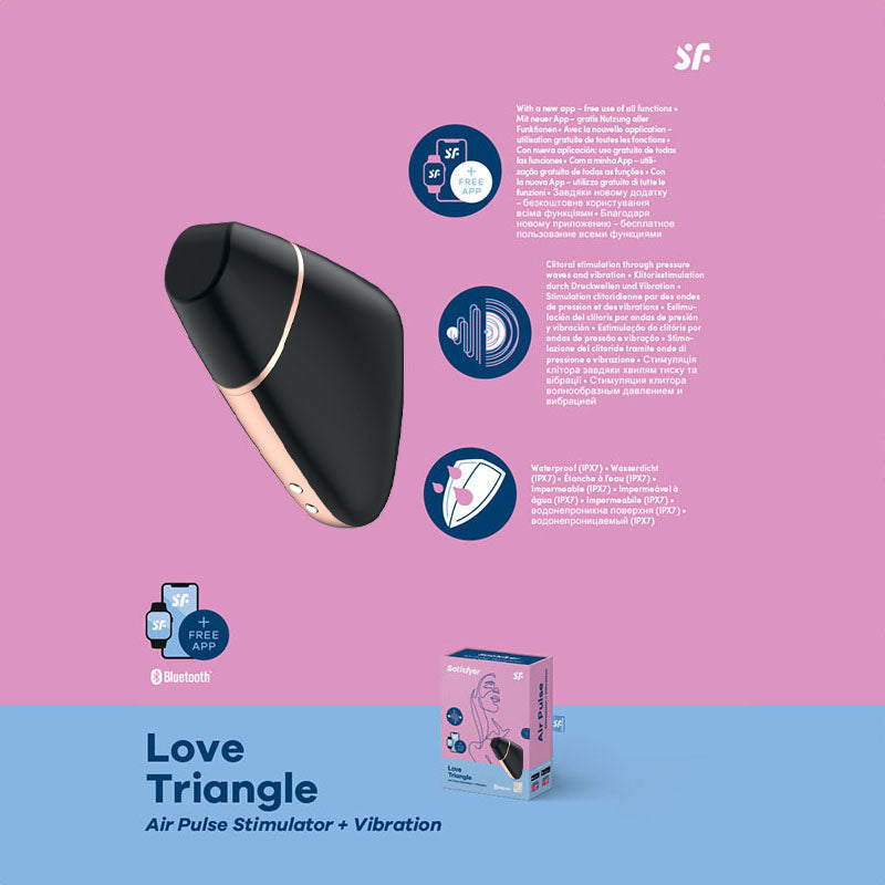Satisfyer Love Triangle - App Contolled Touch-Free USB-Rechargeable Clitoral Stimulator with Vibration Black