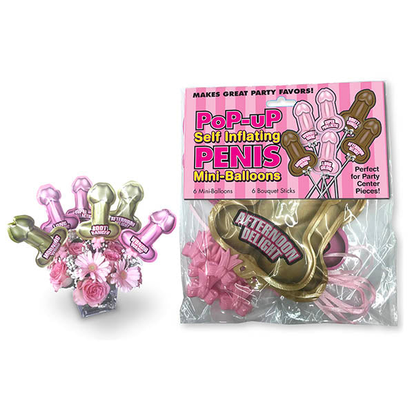 Pop-Up Self Inflating Penis Mini-Balloons - 6 Pack