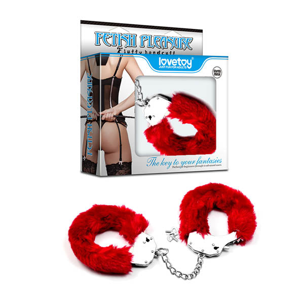 Fetish Pleasure Fluffy Hand Cuffs - Red Fluffy Restraints