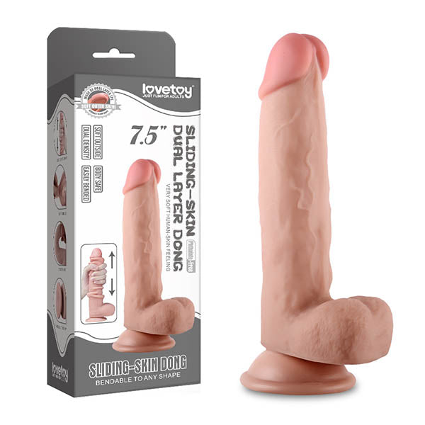 Sliding Skin Dual Layer Dong - Flesh 19 cm (7.5'') Dong with Flexible Skin