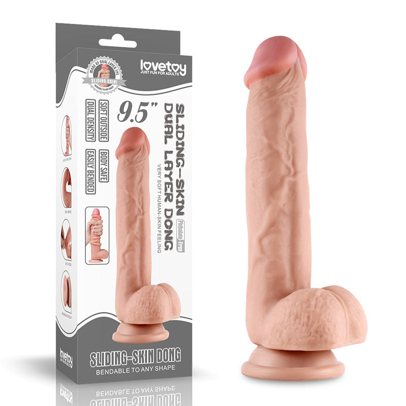Sliding Skin Dual Layer Dong - Flesh 24 cm (9.5'') Dong with Flexible Skin