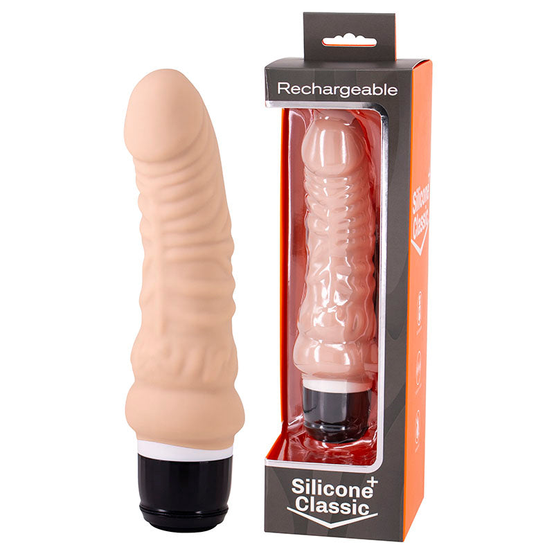 Silicone Classic + - Flesh USB Rechargeable Vibrator