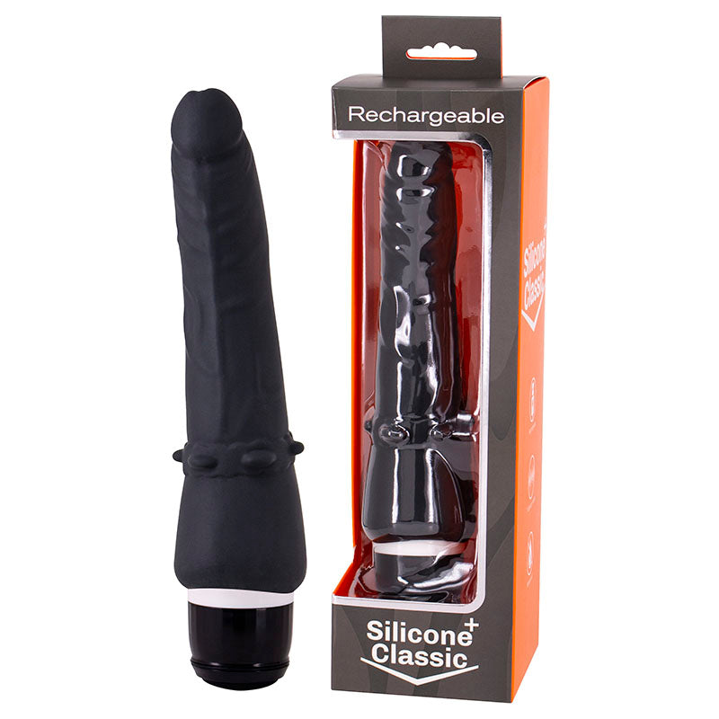 Silicone Classic + - Black USB Rechargeable Vibrator