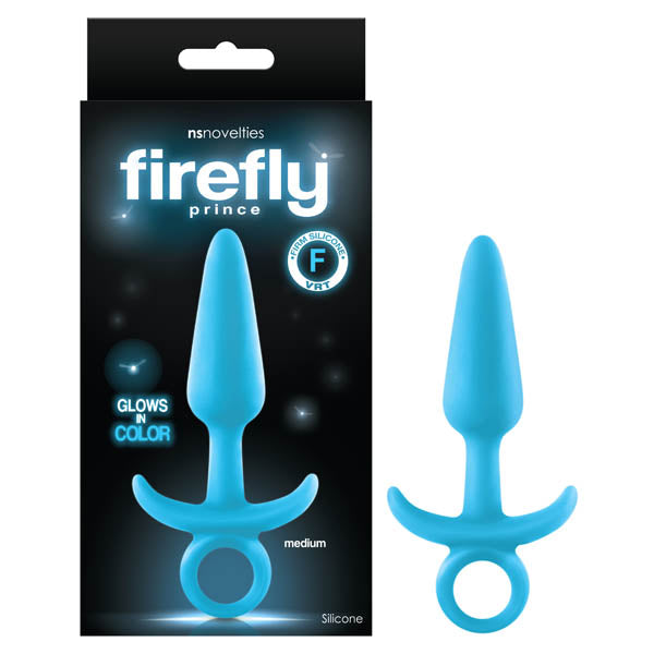 Firefly Prince - Glow-in-Dark Blue 12.7 cm (5'') Medium Butt Plug with Ring Pull