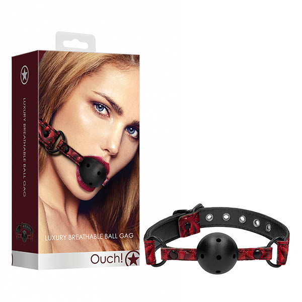 Ouch! Luxury Breathable Ball Gag - Burgundy Mouth Restraint