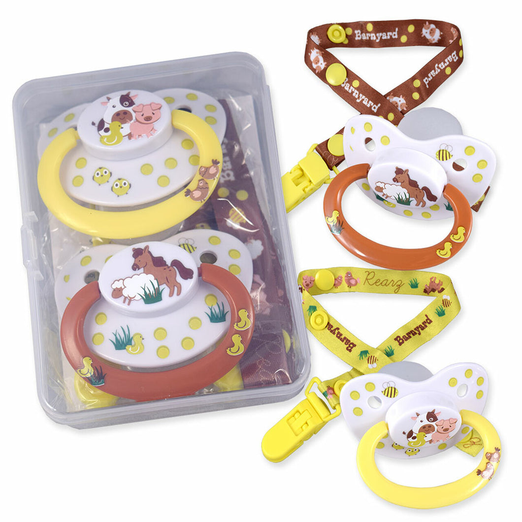 Rearz Barnyard Pacifier and Clip 2 Pack