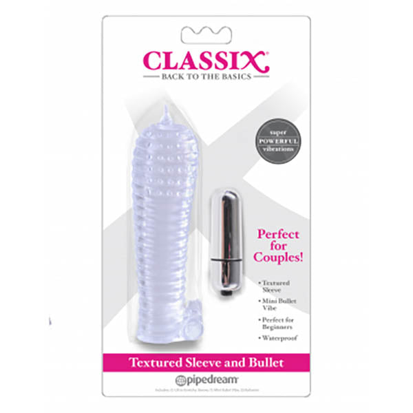 Classix Textured Sleeve & Bullet - Clear Penis Sleeve and Bullet