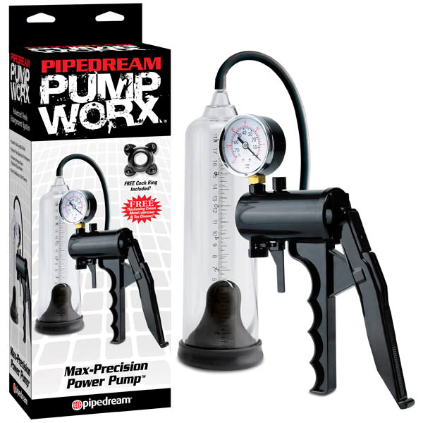 Pump Worx Max-precision Power Pump - Clear/Black Penis Pump with Gauge